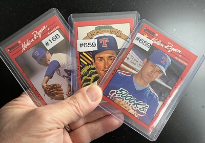 1990 Donruss Nolan Ryan Variation 3-Card NO DOT Lot w/ #166 & 2 Different #659