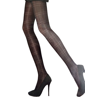 Kunert Karo / Tartan Strumpfhose kariert Mocca  semi - transparent 44 - 46 IV