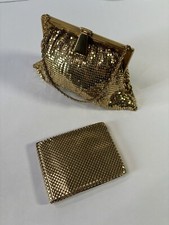 Vintage Whiting  Davis Gold Mesh Evening Bag  Matching Wallet - Art Deco Style