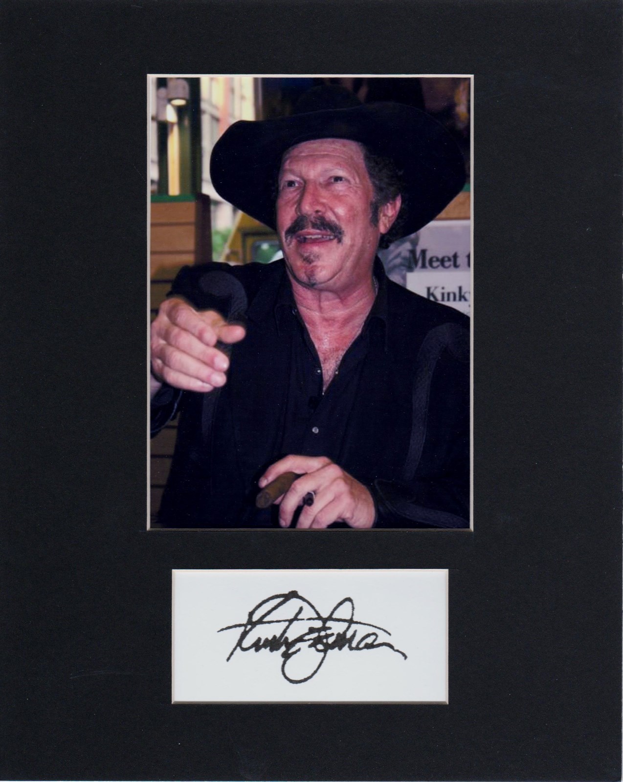 KINKY FRIEDMAN CUSTOM 8 by 10 MATTED REPRINT PHOTO & REPRINT  AUTOGRAPH