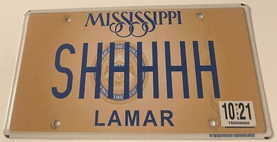 SHHHHH  Vanity License Plate Hush Be Quiet Mississippi Tokyo DJ  Warren G