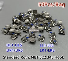 50 Pcs  Dental Ortho Metal Brackets Braces Standard Roth/MBT 022 Slot 345 Hooks