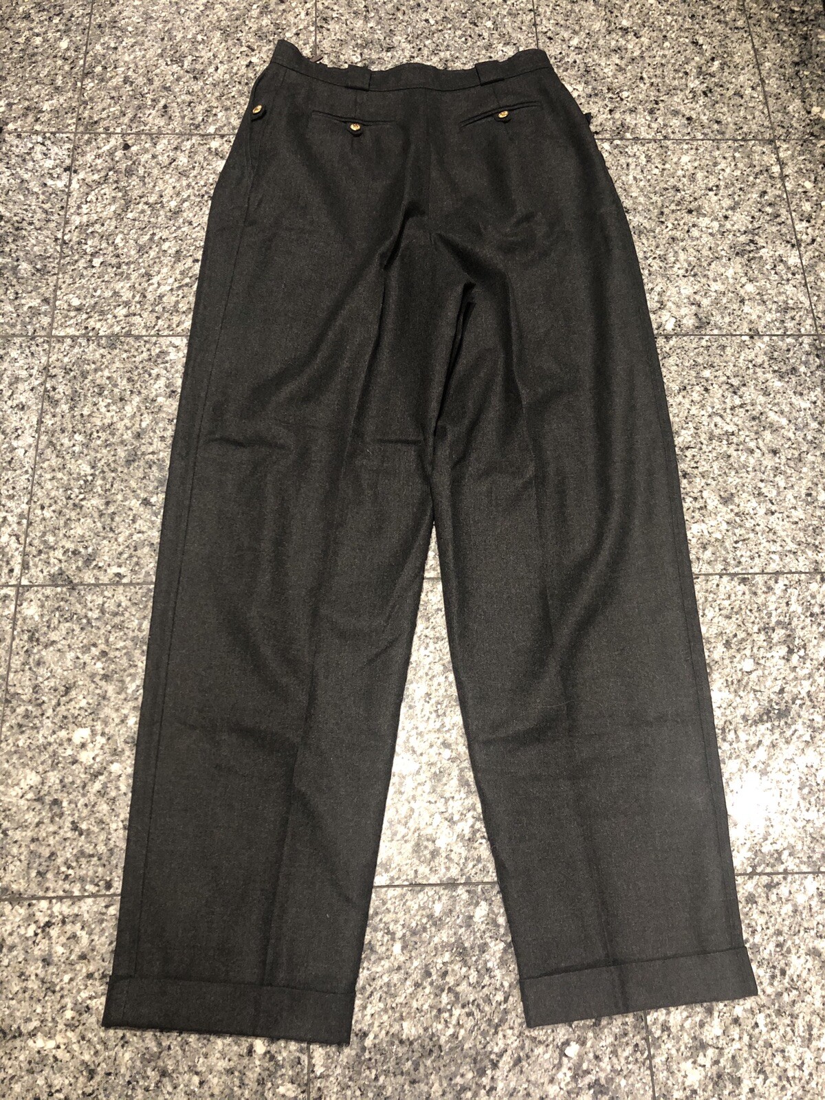 Vintage CHANEL Boutique Gray 100percent Wool CC Button Women’s Cuffed Pants image 7