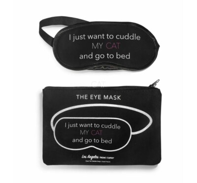 I just want to cuddle my cat...eye mask and pouch Black Los Angeles Trading Co. 