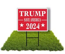 Eco TRUMP 2024 RED SAVE AMERICA 12x16 in Yard Road Sign w/Stand