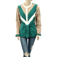 Sezane Buttondown Jacket Tunic Top Coat Cardigan Cotton Pocket Xl New 231085