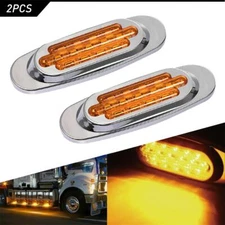 2x Amber 16-LED Side Marker Clearance Lights Waterproof for Trailer Truck RV EOA