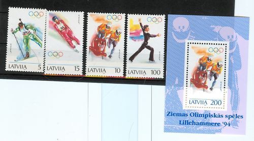 OLYMPIC WINTER GAMES LILLEHAMMER 1994 LATVIA LETTONIA 1994 set+block - Photo 1/1