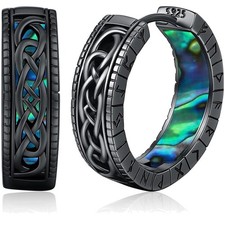 Wikinger Ohrringe Silber 925 Creolen Runen Schmuck Männer Frauen Geschenk