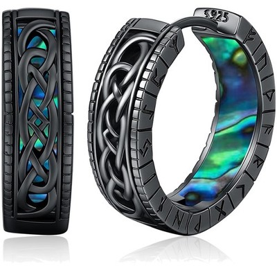 Wikinger Ohrringe Silber 925 Creolen Runen Schmuck Männer Frauen Geschenk