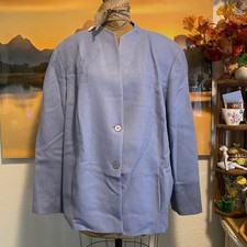 New Talbots Women's Tweed Jacket Blazer 22W ash blue Wool Italian Fabric
