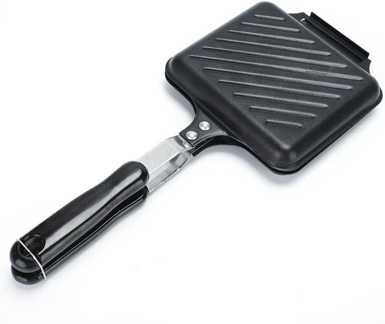 Sandwich Maker Grilled Panini Maker Pan W/ Non-Stick Plates Stovetop Toasted