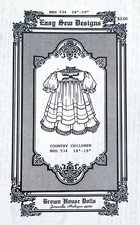 Brown House Dolls BHD 534 Easy Sew Designs 18 - 19 Doll Dress Pattern UNCUT