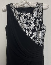 NW Nightway Women s Long Black Sequin Formal Evening Gown Sleeveless Size 10