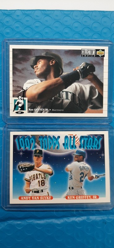 KEN GRIFFEY JR 1993 Collectors Choice Card #117 & 1993 Topps All Stars Card #405