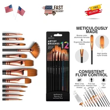 Stylish 12-Brush Art Set - Soft Bristles for Kids and Adults' Creative Needs