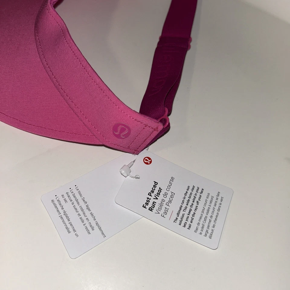 Visera para correr Lululemon para mujer de ritmo rápido banda ancha rosa secado rápido sistema operativo Foto 3 de 4