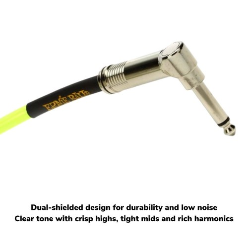 Ernie Ball 6080 10' Braided Instrument Cable Straight/ Angle Neon Yellow - Picture 5 of 9