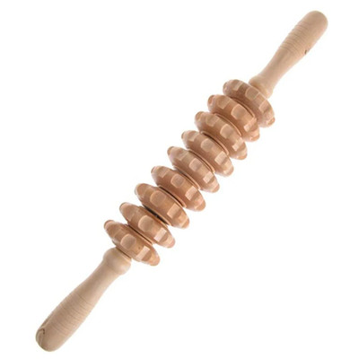 Wood Massage Roller Trigger Point Muscle Relief Fascia Tool Manual Body Massager