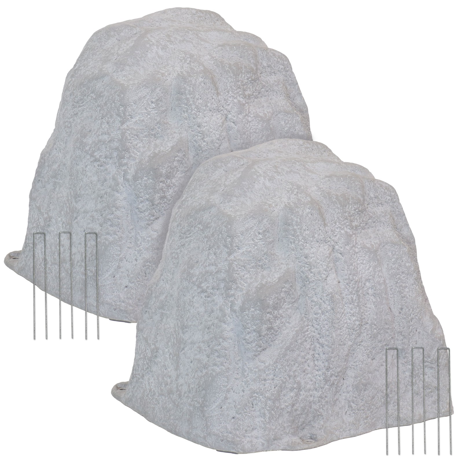 Set of 2 Artificial Polyresin Landscape Rocks with Stakes - Gray by Sunnydaze
