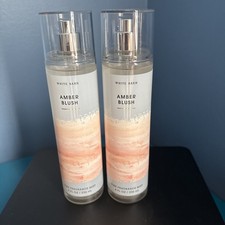 2 Bath Body Works Amber Blush Fine Fragrance Body Mist Spray 8 oz White Barn