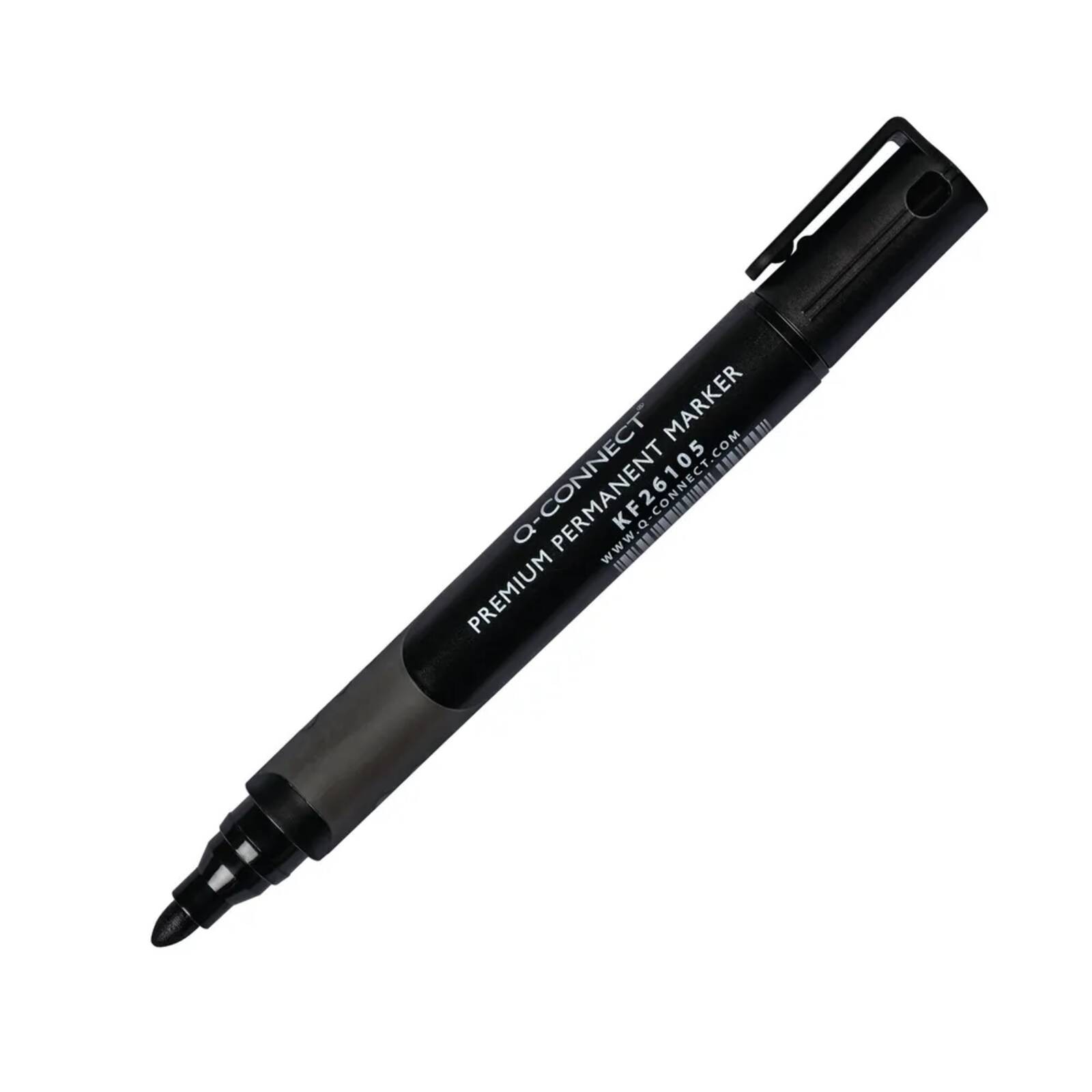 Q-Connect Premium Permanent Marker Pen Bullet Tip Black (10 Pack) KF26105 - Image 2