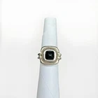 Vintage Tiffany & Co Black Onyx Pyramid Ring 925 & 750 18k Gold Rope Size 5