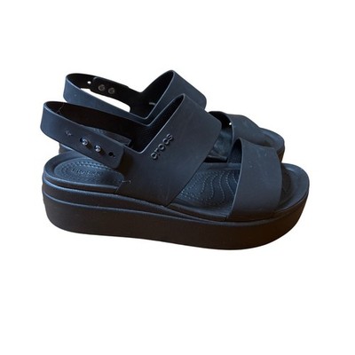 Crocs Platform Sandals Women Black LiteRide Slingback Chunky SIZE 8
