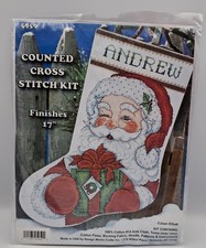 New Design Works Counted Cross Stitch Stocking Kit Winking Santa 5959 Christmas