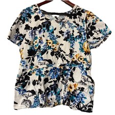 Jaanuu Garden Party Women  s Peplum Scrub Top XL J96003