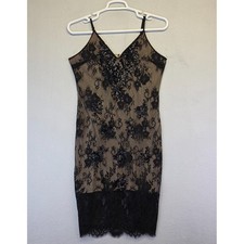 Express Lace Dress Womens 14 Black Floral Lace Baddie Y2K Whimsigoth Slip