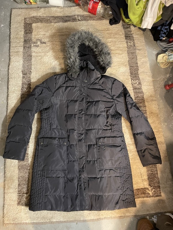 Ralph Lauren women's long hooded puffer parka jacket with faux fur Hood Size Xl