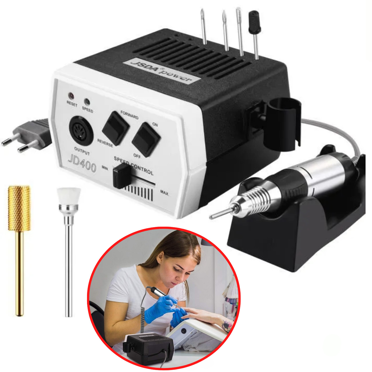 Ponceuse ongles professionnelle JSDA JD400 haute precision pour la depose de l acrylique