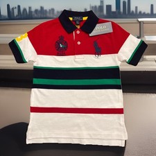 Polo Ralph Lauren Boys Size 4/4T Striped Polo Shirt, Red/Navy/White/Green, NWT