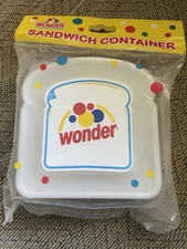 VINTAGE WONDER BREAD DOTS LOGO SANDWICH HOLDER PLASTIC STORAGE CONTAINER NOS