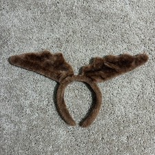 REINDEER HEADBAND With Antlers Brown One Size Fits All Soft Cloth For Comfort