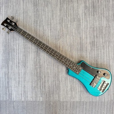 Hofner Mini Electric Bass 4String Blue Solid Body Travel Bass Guitar with Gigbag