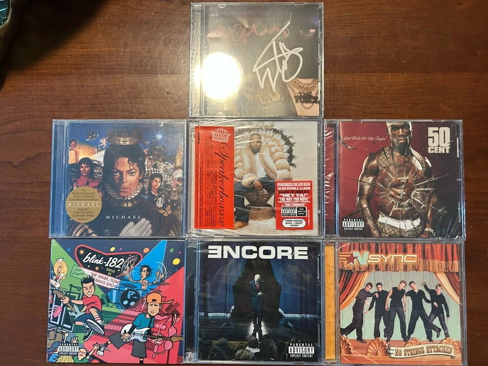 Sealed CD Lot Blink 182 LL Cool J Eminem 50 Cent OutKast NSYNC Michael Jackson Foto 2 de 3