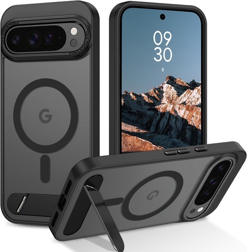 Google Pixel 9 Pro XL Case, Translucent Matte Back TPU Bumper Military Grade Bla