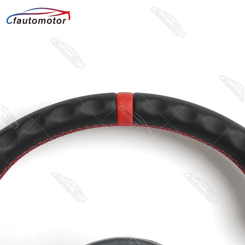 Black Leather Sport Steering Wheel Red Ring Fits Audi R8 TT TTS TTRS 2016-2024
