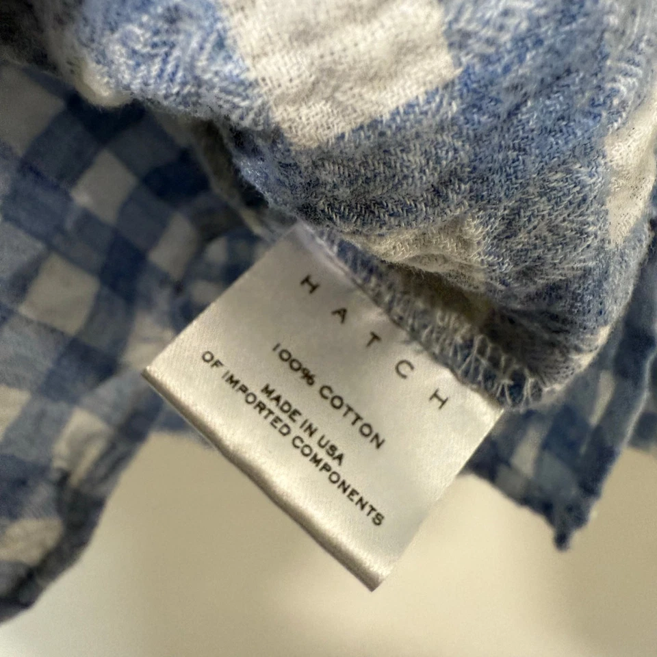 Hatch Women's The Boyfriend Button Down Shirt Plaid Blue White Cotton 3 (L/XL)  - Image 4 of 4