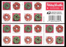 Holiday Wreaths 1 Booklet of 20 Stamps Authentic USA Forever First Class Mail