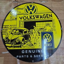 VOLKSWAGEN DIENST PORCELAIN ENAMEL SIGN 29 X 29 INCHES