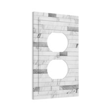 Faux Stone White Marble Tiles 1 Gang Outlet Covers Duplex Receptacle Wall Pla...