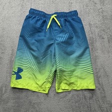 Under Armour Swim Trunks Youth XL Blue Green Mesh Lined Board Shorts Athletic