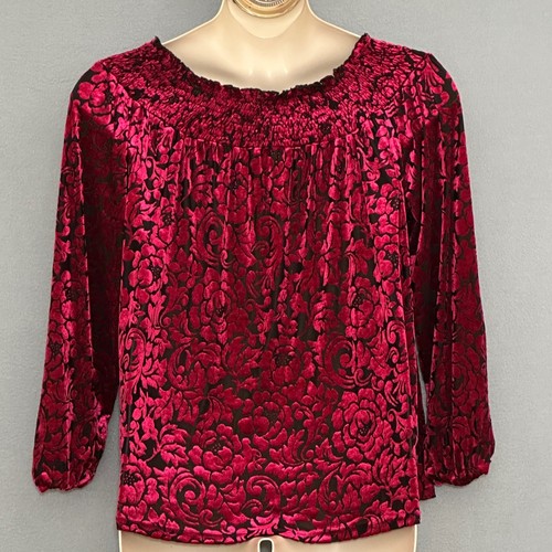 Top Floral Terciopelo Burnout XL Rojo Negro Calado Cuadrado Capricho Hada Grunge Y2K - Imagen 4 de 12