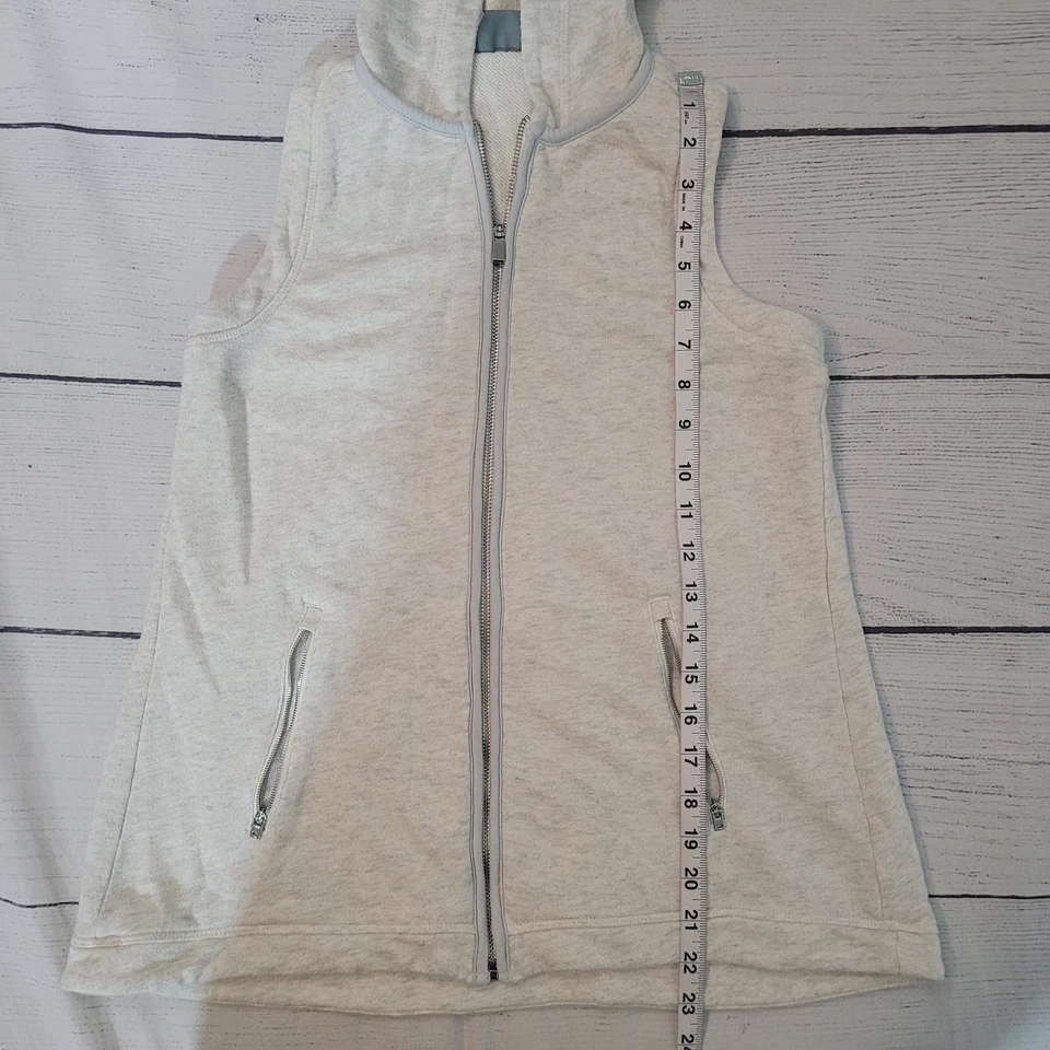 Athleta Size XXS Blissful Terry Vest Medium Oatmeal Heather Pleated Hooded Zip - Image 4 of 4