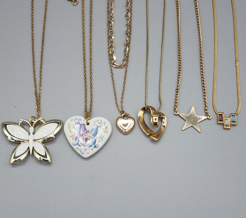 Lote 6 Collar Cadena Colgante Tono Oro Mariposa Estrella Corazón Monet Avon - Imagen 2 de 5