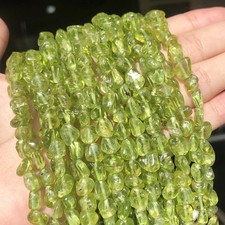 Peridot Stone Beads Irregular Green Natural Loose Jewelry Making 6-8mm 15 Inch