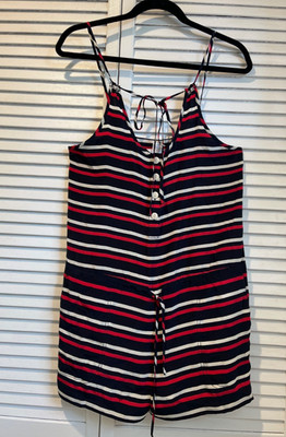 CLUB MONACO Striped Drawstring Pocket Strappy One Piece Romper Jumpsuit sz.2